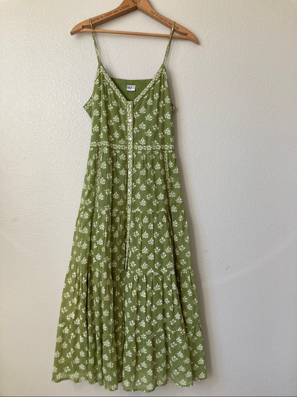Bila 77 Windsor floral sundress dress button front tiered boho cottagecore sz L